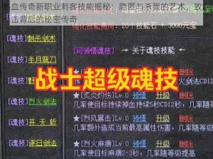 热血传奇新职业刺客技能揭秘：隐匿与杀戮的艺术，致命一击背后的秘密传奇