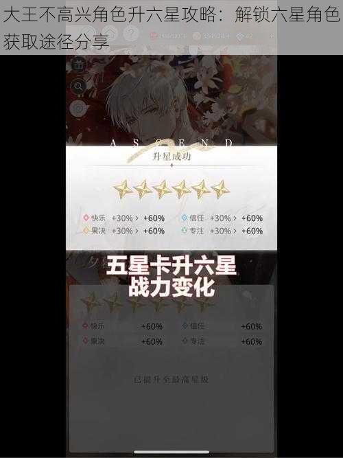 大王不高兴角色升六星攻略：解锁六星角色获取途径分享