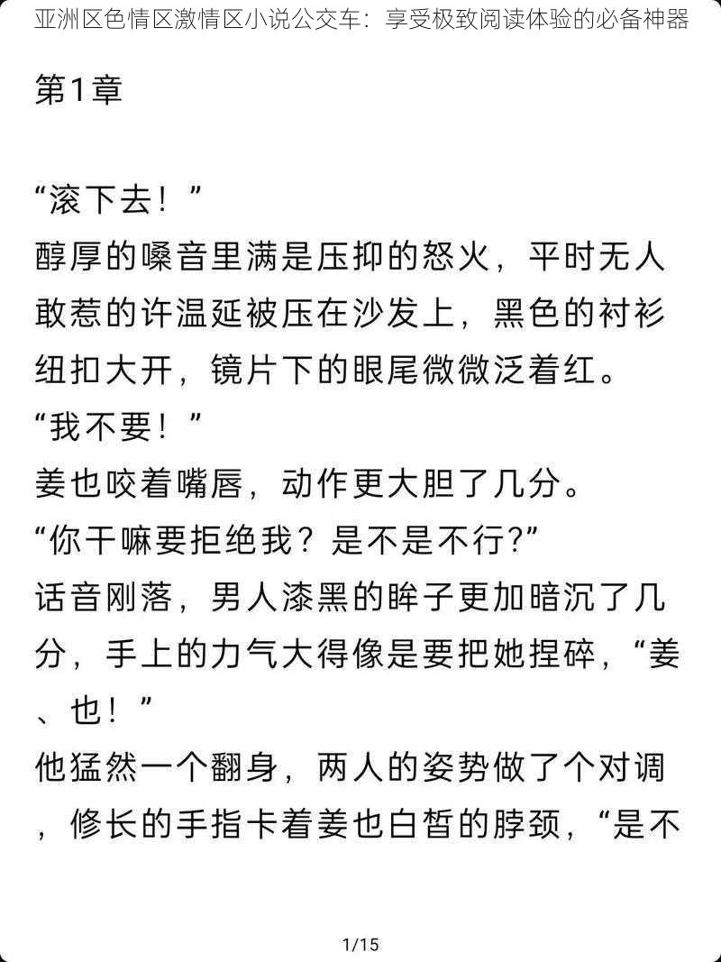 亚洲区色情区激情区小说公交车：享受极致阅读体验的必备神器