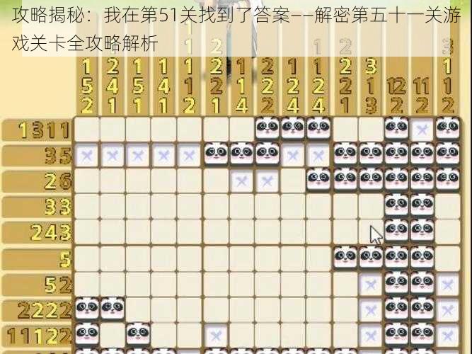 攻略揭秘：我在第51关找到了答案——解密第五十一关游戏关卡全攻略解析