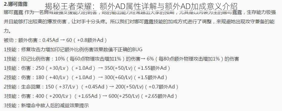 揭秘王者荣耀：额外AD属性详解与额外AD加成意义介绍