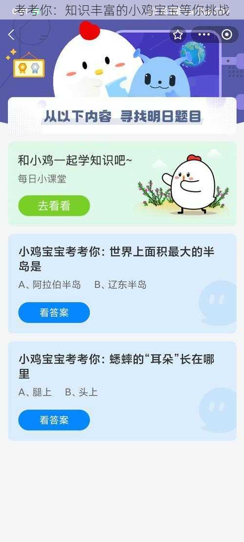 考考你：知识丰富的小鸡宝宝等你挑战