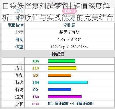 口袋妖怪复刻超梦Y种族值深度解析：种族值与实战能力的完美结合