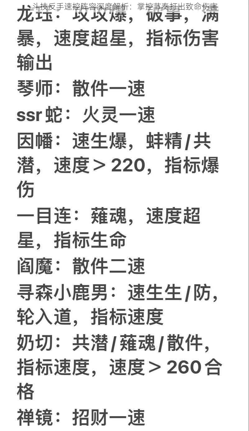 斗技反手速控阵容深度解析：掌控节奏打出致命伤害