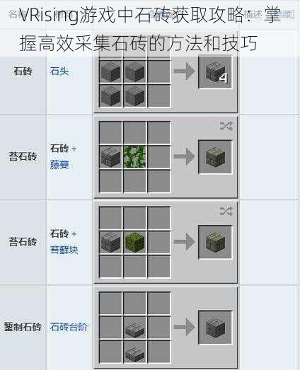 VRising游戏中石砖获取攻略：掌握高效采集石砖的方法和技巧