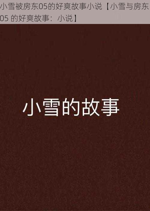 小雪被房东05的好爽故事小说【小雪与房东 05 的好爽故事：小说】