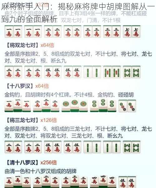 麻将新手入门：揭秘麻将牌中胡牌图解从一到九的全面解析