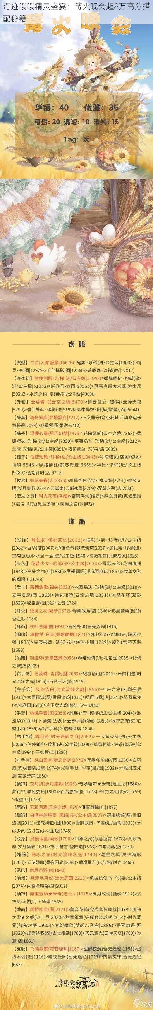 奇迹暖暖精灵盛宴：篝火晚会超8万高分搭配秘籍