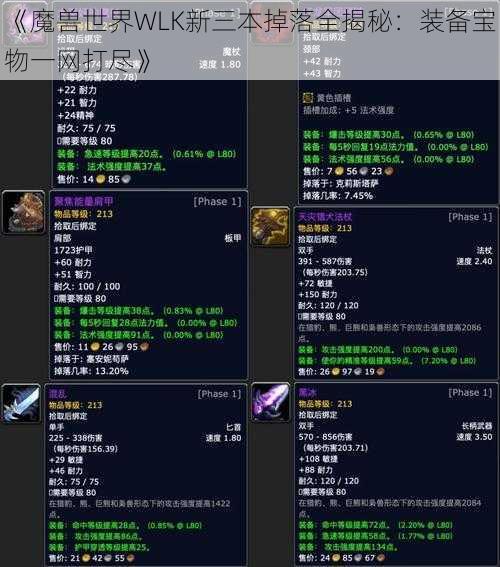 《魔兽世界WLK新三本掉落全揭秘：装备宝物一网打尽》