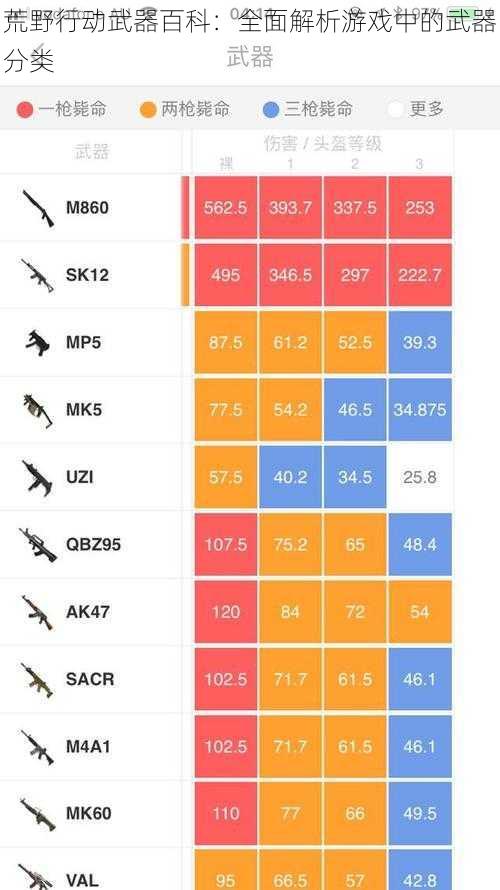 荒野行动武器百科：全面解析游戏中的武器分类