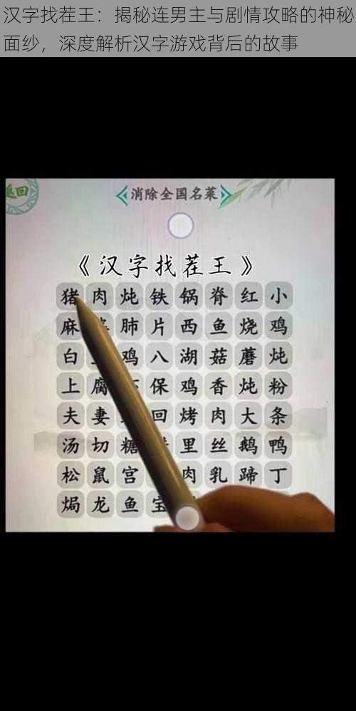 汉字找茬王：揭秘连男主与剧情攻略的神秘面纱，深度解析汉字游戏背后的故事