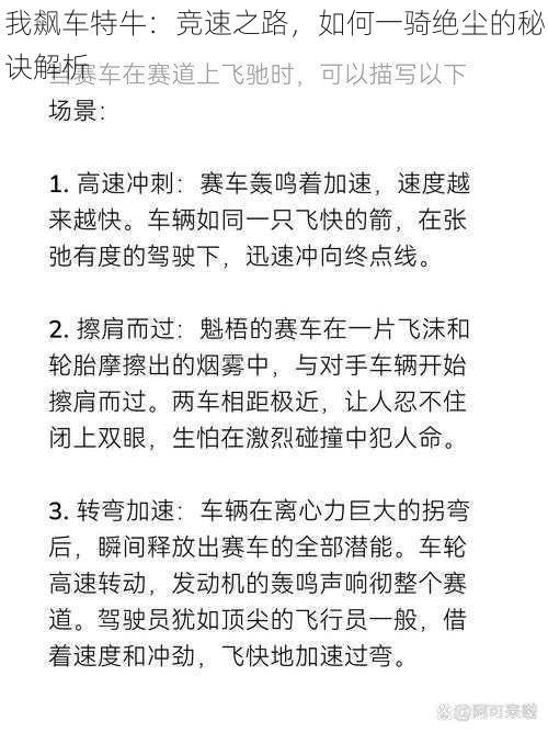 我飙车特牛：竞速之路，如何一骑绝尘的秘诀解析