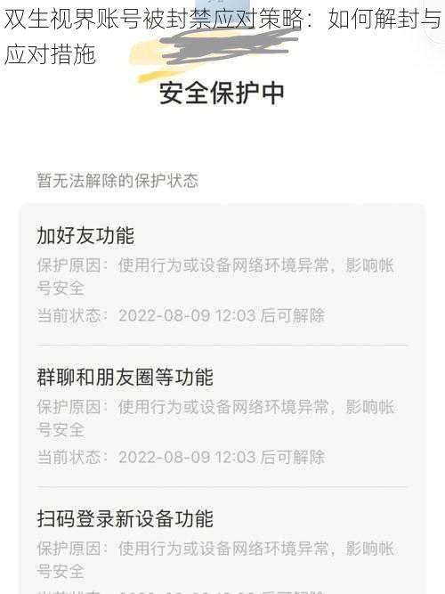 双生视界账号被封禁应对策略：如何解封与应对措施