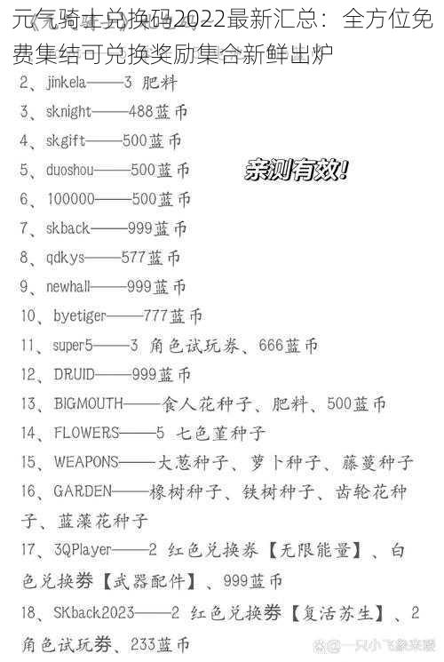 元气骑士兑换码2022最新汇总：全方位免费集结可兑换奖励集合新鲜出炉